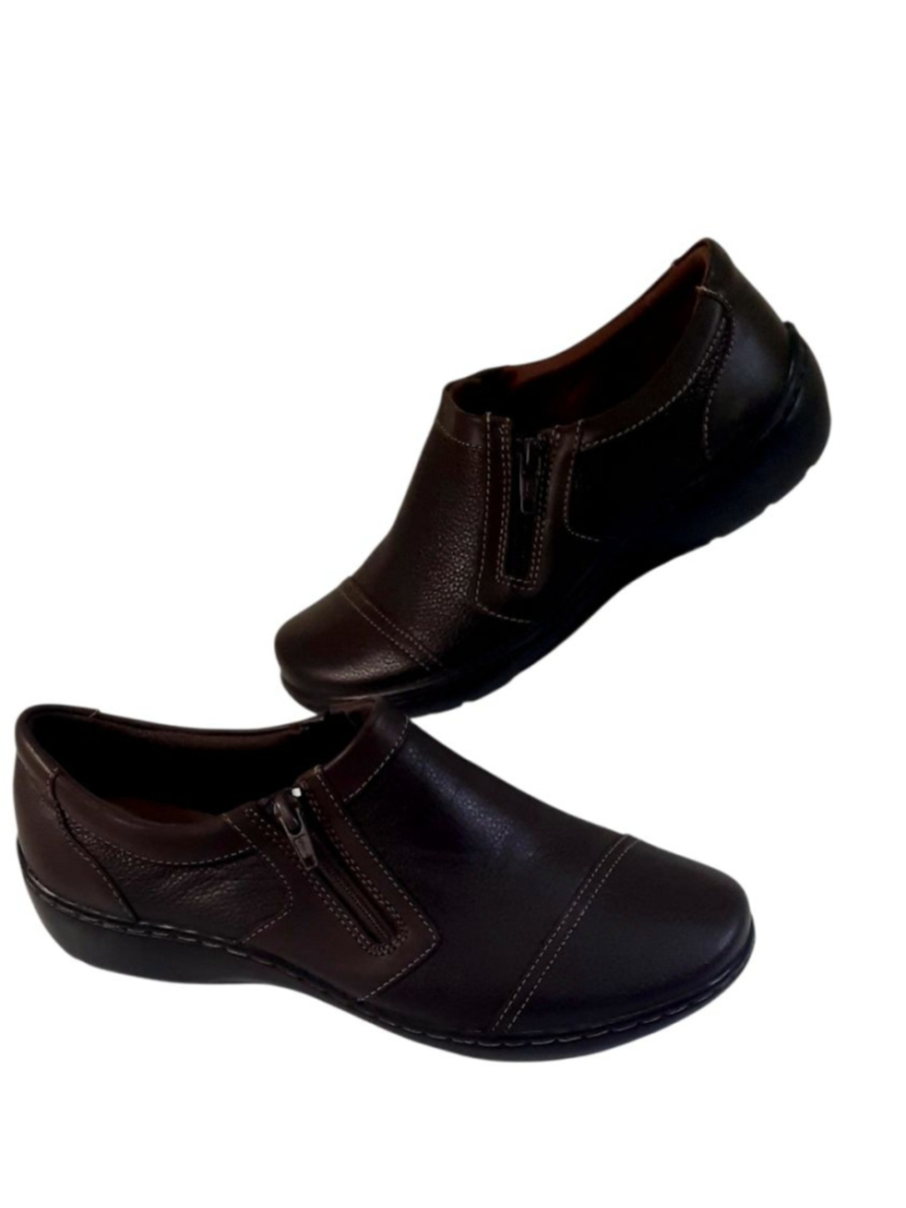 Clarks Women's Cora Giny
Loafer Size 8 Zip bootie ,Brown
Leather Comfy Shoe Flat - Picture 3 of 5